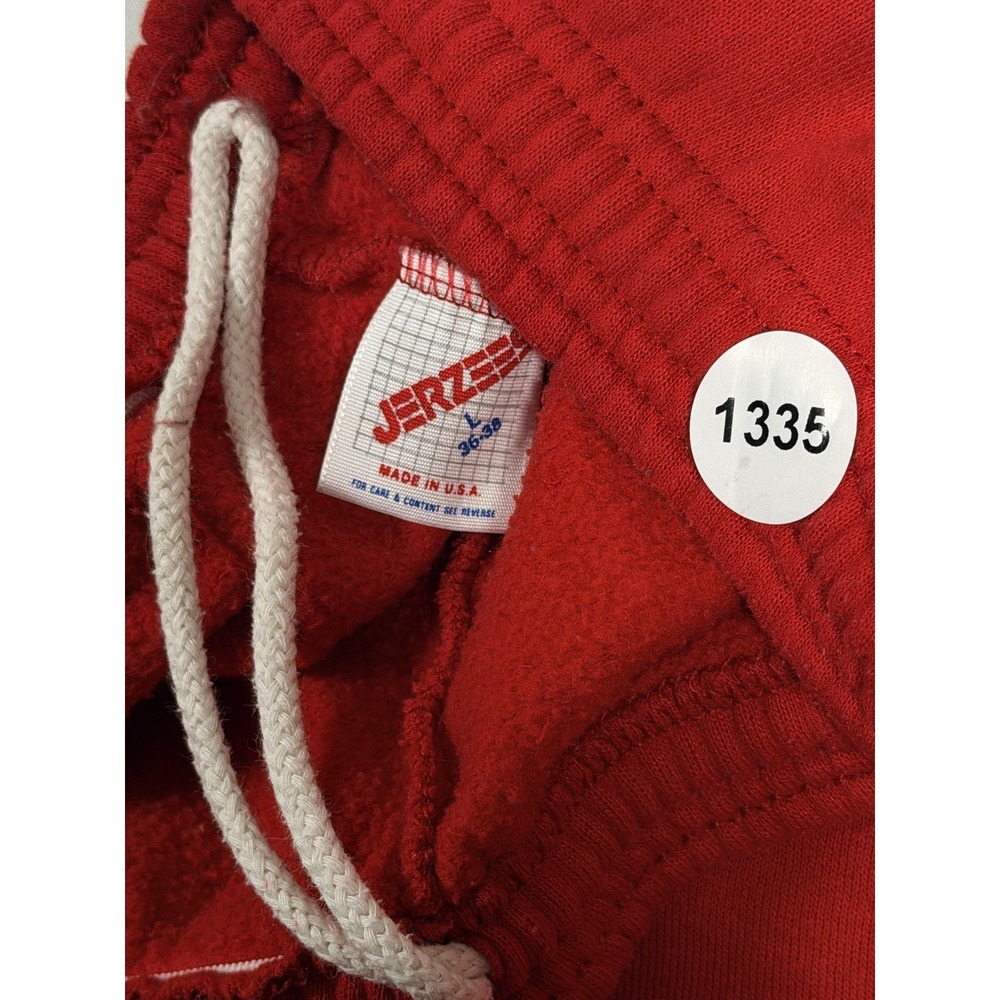 Vintage Jerzees Pants Mens Large Red Fleece Sweatpants Drawstring Elastic USA - Picture 15 of 15